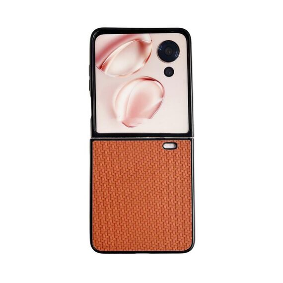 Custodia per telefono per PC For Honor Magic V Flip Weave Texture (marrone)