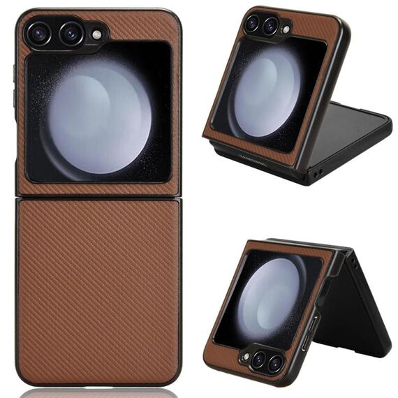 Custodia per PC in pelle PU per Samsung Galaxy Z Flip6 (marrone)