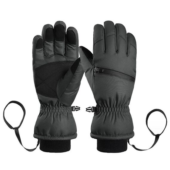 Guanti da sci imbottiti invernali Guanti sportivi caldi antivento da esterno, taglia: XS (nero)