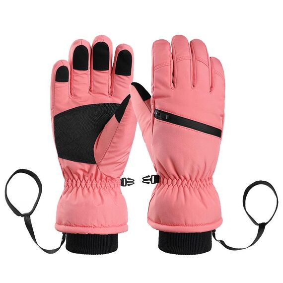 Guanti da sci imbottiti invernali Guanti sportivi caldi antivento da esterno, taglia: L (rosa)