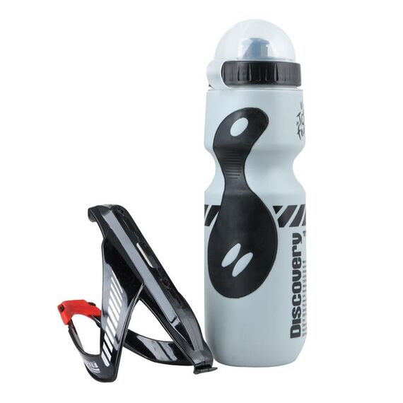 Set di borracce per mountain bike da 650 ml, borraccia sportiva per ciclismo all'aperto con gabbia a forma di V (grigio)