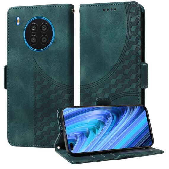 Custodia per telefono in pelle stellata con rombo goffrato per Honor 50 Lite (verde)