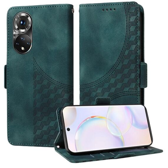 Custodia per telefono in pelle stellata con rombo goffrato per Honor 50 5G (verde)