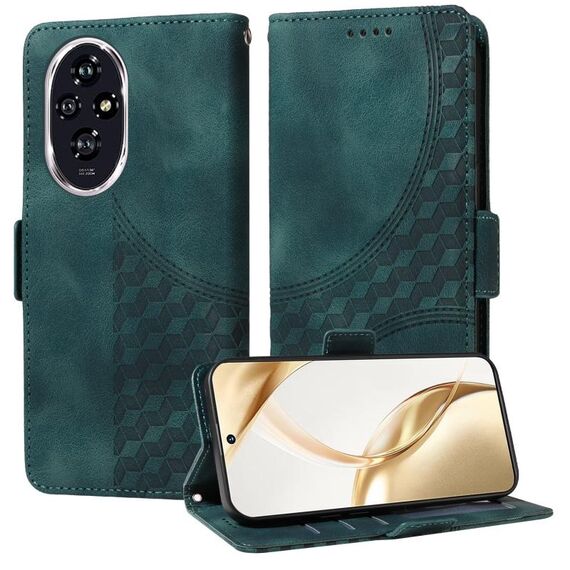 Custodia per telefono in pelle stellata con rombo goffrato per Honor 200 (verde)