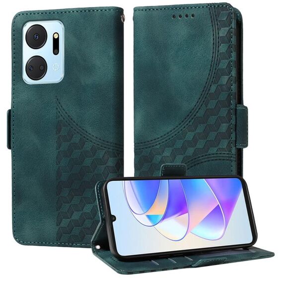Custodia per telefono in pelle stellata con rombo in rilievo per Honor X7a 4G / Play7T (verde)