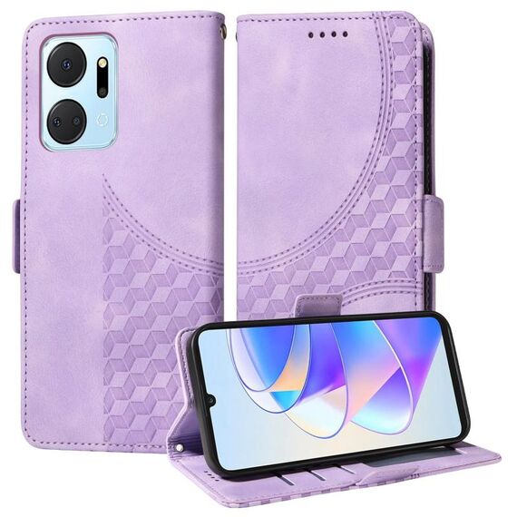 Custodia per telefono in pelle stellata con rombo in rilievo per Honor X7a 4G / Play7T (viola)