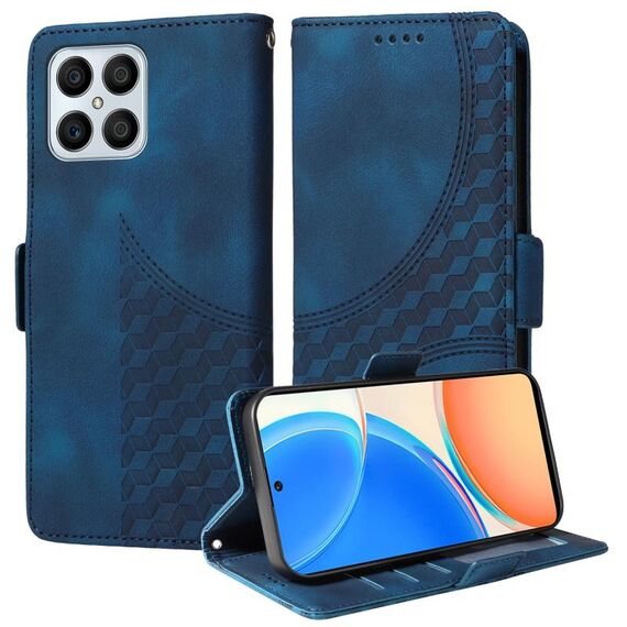 Custodia per telefono in pelle stellata con rombo goffrato per Honor X8 4G / X30i (blu)