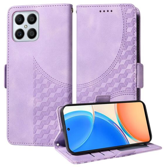 Custodia per telefono in pelle stellata con rombo goffrato per Honor X8 4G / X30i (viola)