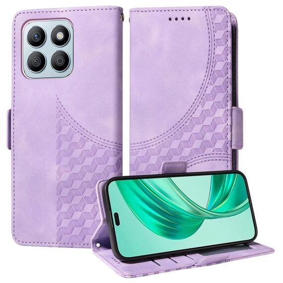 Custodia per telefono in pelle stellata con rombi in rilievo per Honor X8b (viola)