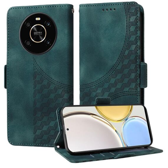 Custodia per telefono in pelle stellata con rombo goffrato per Honor Magic4 Lite 4G / 5G (verde)