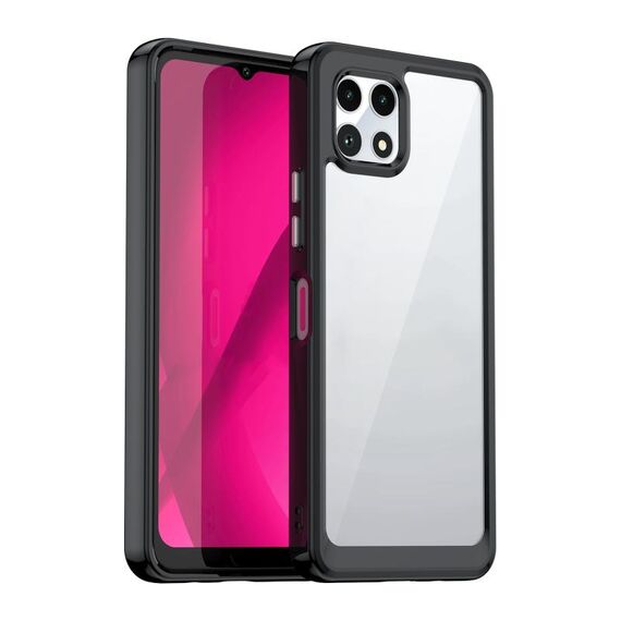 Per T-Mobile REVVL 7 5G Custodia per telefono in TPU ibrido acrilico serie colorata (nera)