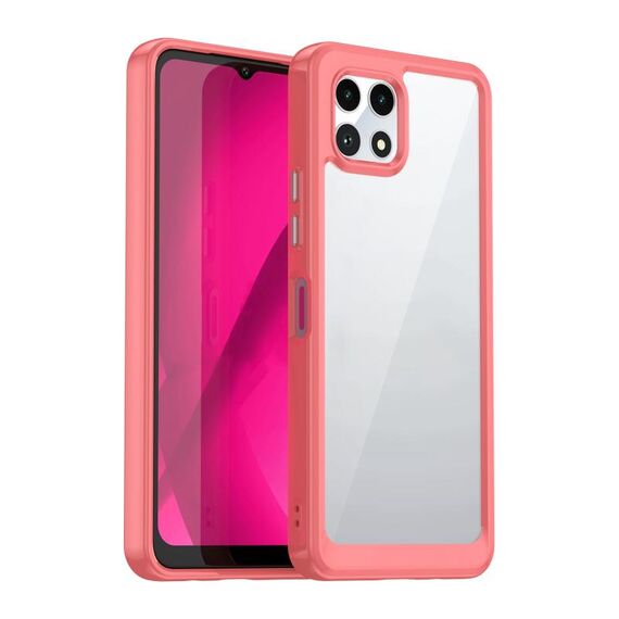 Per T-Mobile REVVL 7 5G Custodia per telefono in TPU ibrida acrilica serie colorata (rosso)