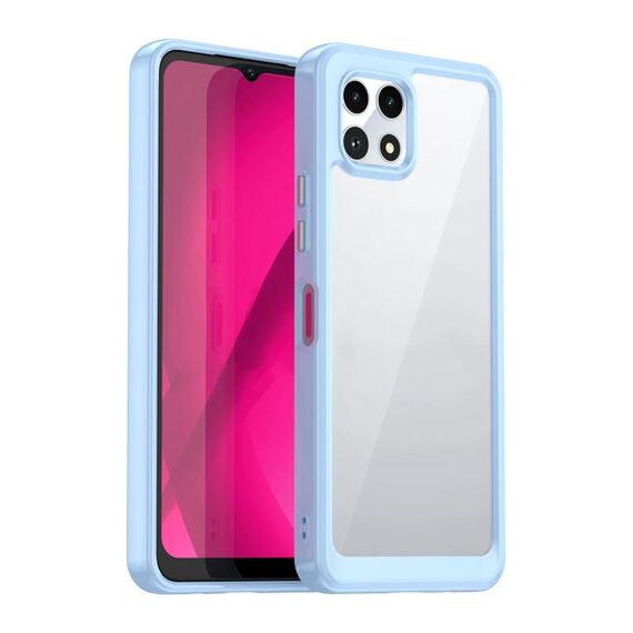 Per T-Mobile REVVL 7 5G Custodia per telefono in TPU ibrido acrilico serie colorata (blu)
