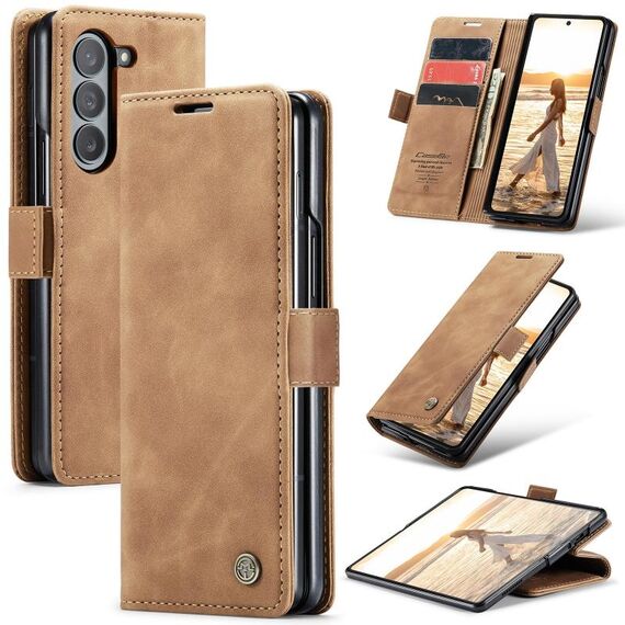 Per Samsung Galaxy Z Fold6 5G CaseMe 013 Custodia per telefono in pelle con vibrazione orizzontale multifunzionale (marrone)