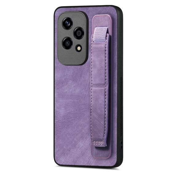 Custodia per telefono posteriore in pelle con supporto per cinturino retrò Golbal per Honor 200 Lite (viola)