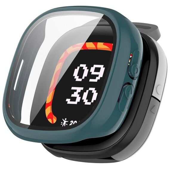 Per Fitbit Ace LTE PC + custodia protettiva per orologio integrata con pellicola in vetro temperato (verde pino)
