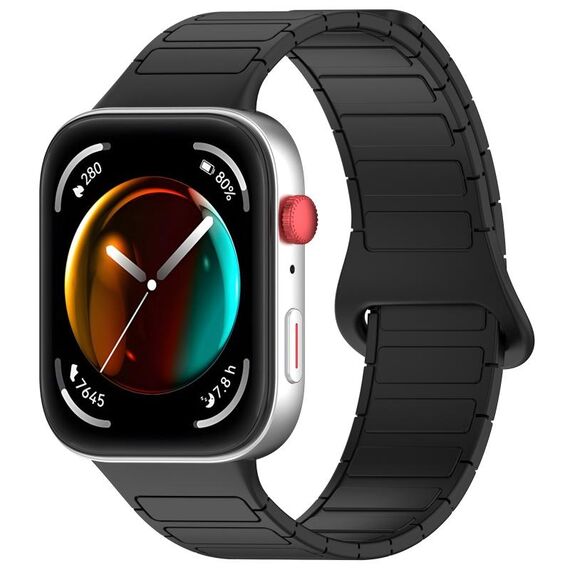 Per Huawei Watch Fit3 Color Buckle Cinturino magnetico in silicone bicolore (nero)