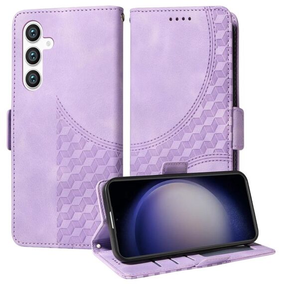 Custodia per telefono in pelle stellata con rombo goffrato per Samsung Galaxy S23 FE 5G (viola)