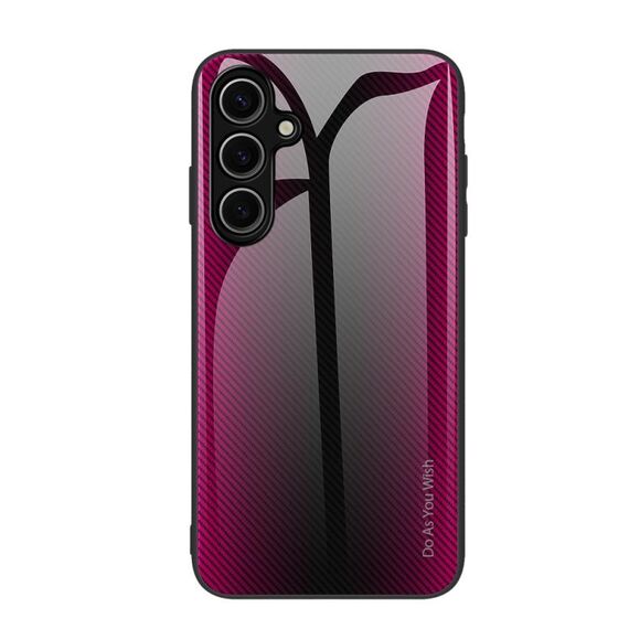 Per Samsung Galaxy S24 FE 5G Custodia per cellulare in vetro TPU con trama sfumata (rosa rosso)