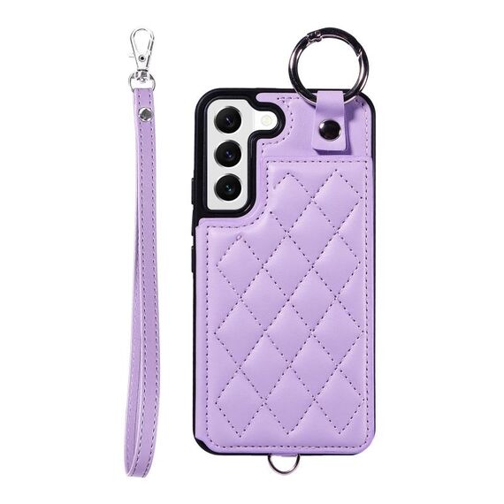 Per Samsung Galaxy S22 5G Custodia per cellulare con texture rombica con cordino corto (viola)