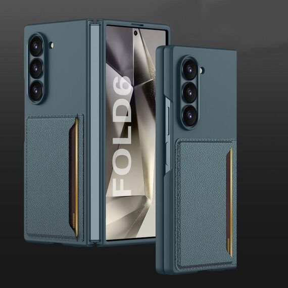 Custodia per telefono con slot per schede ultrasottili integrata GKK per Samsung Galaxy Z Fold6 (verde)