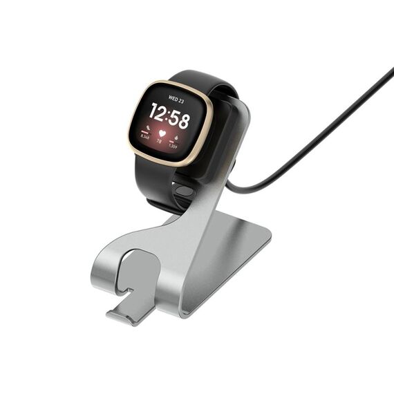 Per caricabatterie per orologio con staffa metallica in lega di alluminio Fitbit Ace LTE, lunghezza: 1,5 m (grigio)