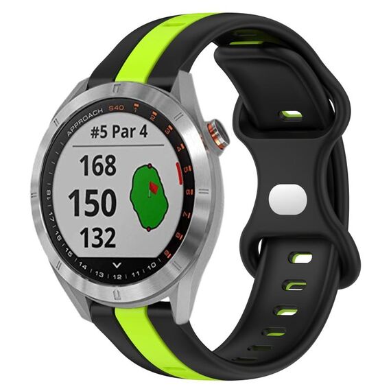 Per cinturino in silicone bicolore con fibbia a farfalla da 20 mm Garmin Approach S40 (nero + verde)
