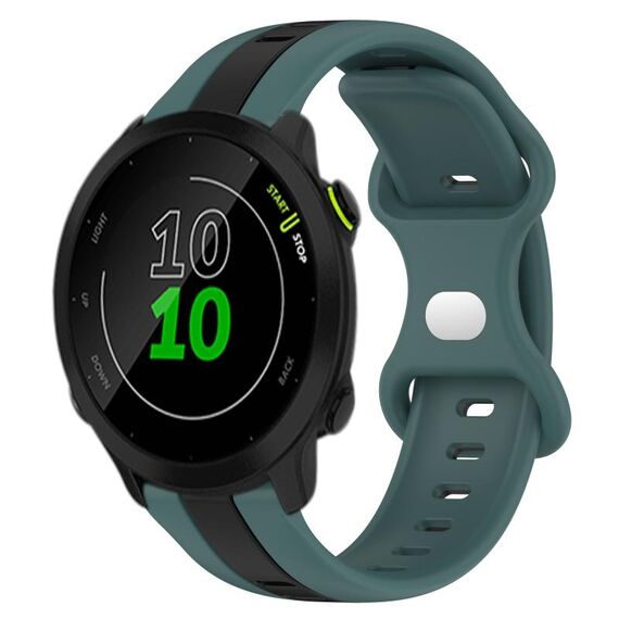 Per Garmin Forerunner 158 Cinturino per orologio in silicone bicolore con fibbia a farfalla da 20 mm (verde + nero)