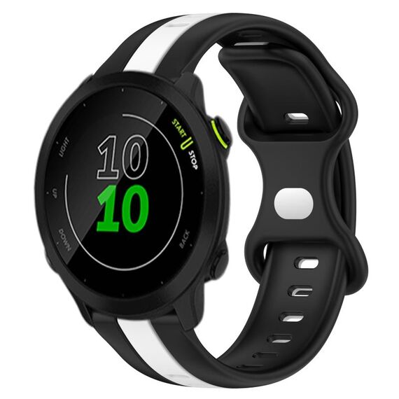 Per Garmin Forerunner 158 Cinturino per orologio in silicone bicolore con fibbia a farfalla da 20 mm (nero + bianco)