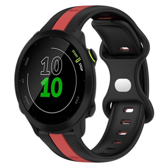 Per Garmin Forerunner 158 Cinturino in silicone bicolore con fibbia a farfalla da 20 mm (nero + rosso)