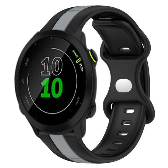 Per cinturino in silicone bicolore con fibbia a farfalla da 20 mm Garmin Forerunner 158 (nero + grigio)