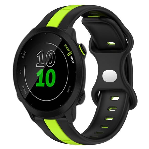 Per Garmin Forerunner 158 Cinturino in silicone bicolore con fibbia a farfalla da 20 mm (nero + verde)