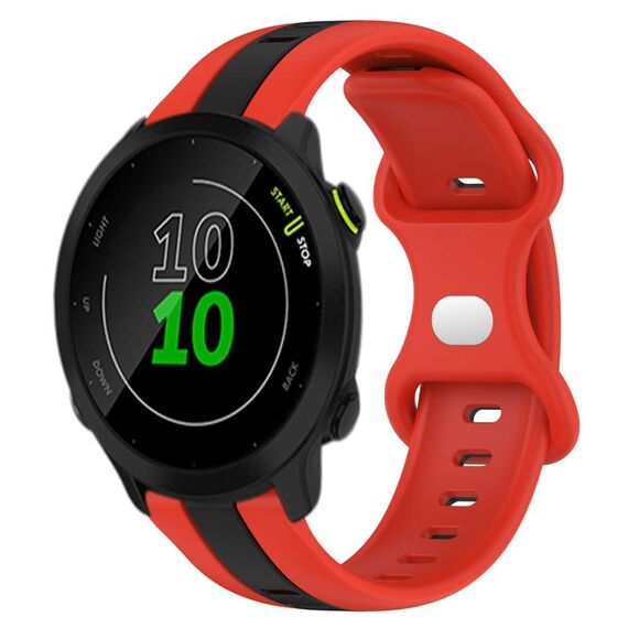 Per cinturino Garmin Forerunner 158 20mm con fibbia a farfalla in silicone bicolore (rosso + nero)