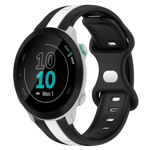 Per Garmin Forerunner 55 Cinturino per orologio in silicone bicolore con fibbia a farfalla da 20 mm (nero + bianco)