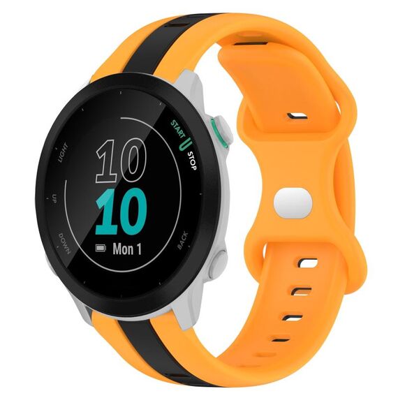 Per cinturino in silicone bicolore con fibbia a farfalla da 20 mm Garmin Forerunner 55 (nero + giallo)