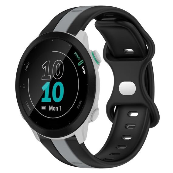 Per Garmin Forerunner 55 Cinturino per orologio in silicone bicolore con fibbia a farfalla da 20 mm (nero + grigio)