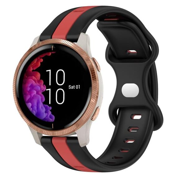 Per cinturino in silicone bicolore con fibbia a farfalla da 20 mm Garmin Venu (nero + rosso)