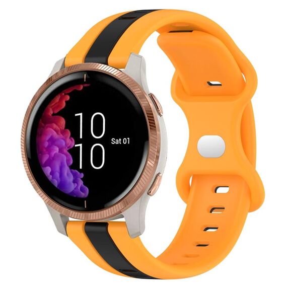 Per cinturino in silicone bicolore con fibbia a farfalla da 20 mm Garmin Venu (nero + giallo)