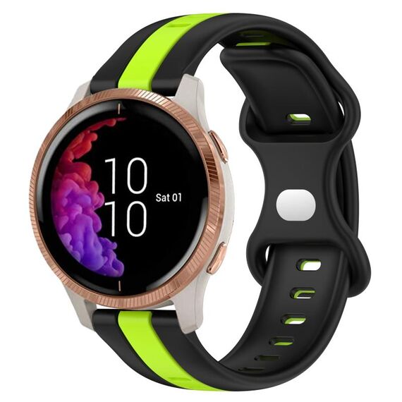 Per cinturino in silicone bicolore con fibbia a farfalla da 20 mm Garmin Venu (nero + verde)