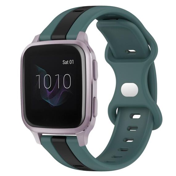 Per cinturino in silicone bicolore con fibbia a farfalla da 20 mm Garmin Venu SQ (verde + nero)