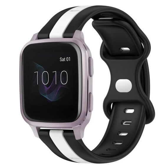 Per cinturino in silicone bicolore con fibbia a farfalla da 20 mm Garmin Venu SQ (nero + bianco)