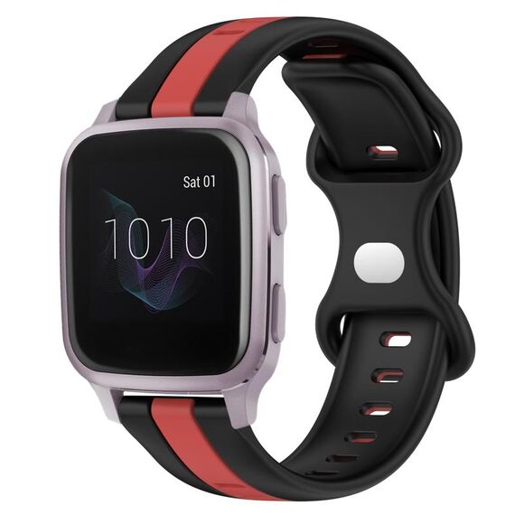 Per cinturino in silicone bicolore con fibbia a farfalla da 20 mm Garmin Venu SQ (nero + rosso)