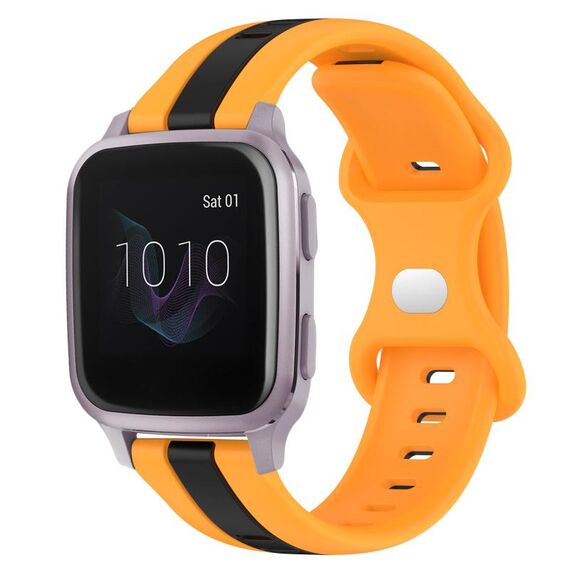 Per cinturino in silicone bicolore con fibbia a farfalla da 20 mm Garmin Venu SQ (nero + giallo)