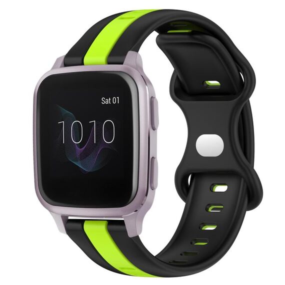 Per cinturino in silicone bicolore con fibbia a farfalla da 20 mm Garmin Venu SQ (nero + verde)