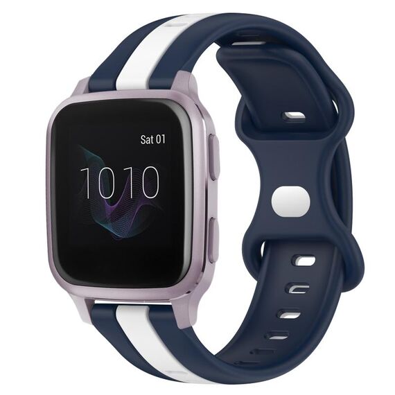 Per cinturino in silicone bicolore con fibbia a farfalla da 20 mm Garmin Venu SQ (bianco + blu)