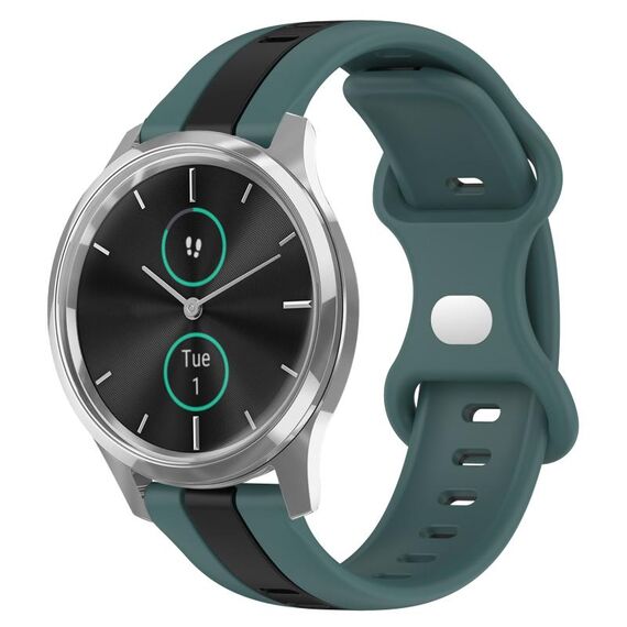 Per cinturino Garminmove Luxe 20mm con fibbia a farfalla in silicone bicolore (verde + nero)