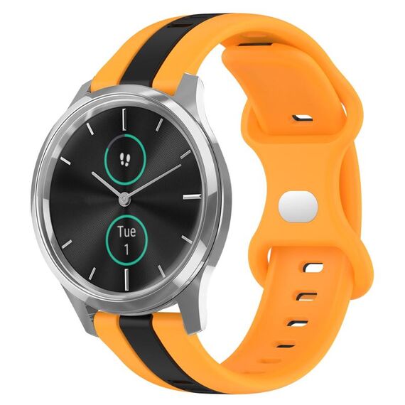 Per cinturino in silicone bicolore con fibbia a farfalla da 20 mm Garminmove Luxe (nero + giallo)
