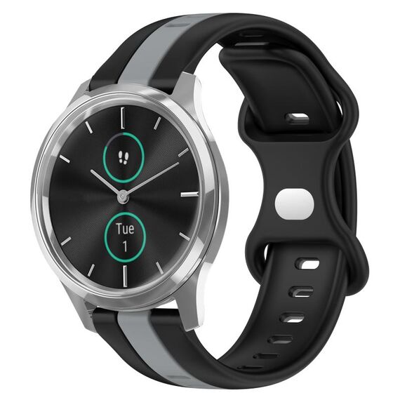 Per cinturino Garminmove Luxe 20mm con fibbia a farfalla in silicone bicolore (nero + grigio)