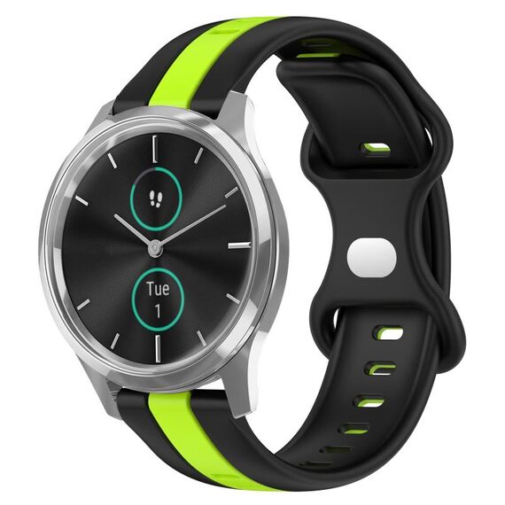 Per cinturino in silicone bicolore con fibbia a farfalla da 20 mm Garminmove Luxe (nero + verde)