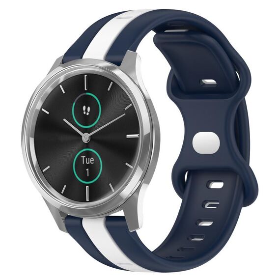 Per cinturino in silicone bicolore con fibbia a farfalla da 20 mm Garminmove Luxe (bianco + blu)